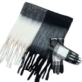 Black White Check Scarf & Gloves Set - svnx