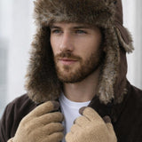 Tapper Hat with Faux Fur Lining in Brown