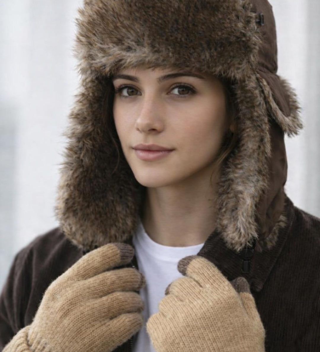 Tapper Hat with Faux Fur Lining in Brown