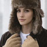 Tapper Hat with Faux Fur Lining in Brown