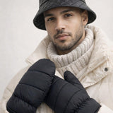 Quilted Bucket Hat & Quilted Mittens Set in Black