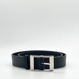Silver Square Buckle Belt In Black