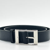 Silver Square Buckle Belt In Black
