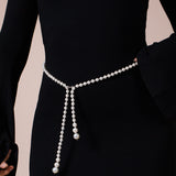 Pearl Chain Belt In Silver