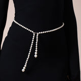 Pearl Chain Belt In Silver