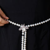 Bee Pearl Chain Belt In Silver