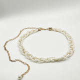 Braided Pearl Chain Belt In Gold
