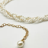 Braided Pearl Chain Belt In Gold