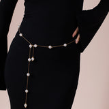 Minimal Pearl Chain Belt In Gold