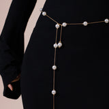 Minimal Pearl Chain Belt In Gold