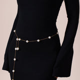 Minimal Pearl Chain Belt In Gold