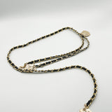 Rose Chain Faux Leather Belt In Black Gold