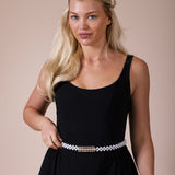 Strenchy Pearl Chain Belt With Diamante Buckle