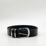 Snake Print Belt With Silver Metal Buckle In Black