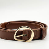 Irregular Oval Gold Buckle Belt In Brown