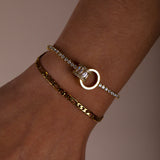 Double Ring Diamante Bracelet In Gold - Gift Boxed