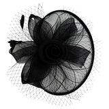 Floral Bow Mesh Detailing Fascinator in Black - svnx