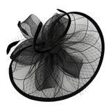 Floral Bow Mesh Detailing Fascinator in Black - svnx