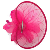 Floral Bow Mesh Detailing Fascinator in Hot Pink - svnx