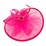 Floral Bow Mesh Detailing Fascinator in Hot Pink - svnx