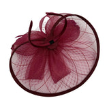 Floral Bow Mesh Detailing Fascinator in Maroon - svnx