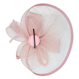 Floral Bow Mesh Detailing Fascinator in Pink - svnx