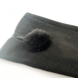 Sleek Black Gloves With Pom Pom - svnx
