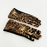 Leopard Print Gloves with Black Buttons