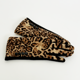 Leopard Print Gloves with Black Buttons