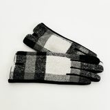 Black And White Checked Print Gloves