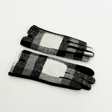 Black White Check Scarf & Gloves Set