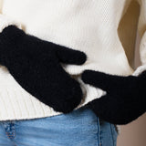 Soft Knitted Mittens In Black