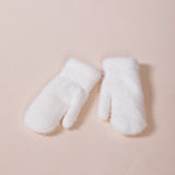 Soft Knitted Mittens In Cream