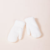 Soft Knitted Mittens In Cream
