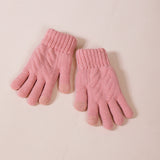 Touch Screen Cable Knit Gloves In Pink