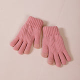 Touch Screen Cable Knit Gloves In Pink