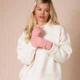 Touch Screen Cable Knit Gloves In Pink