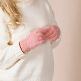 Touch Screen Cable Knit Gloves In Pink