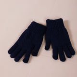 Touch Screen Cable Knit Gloves In Navy