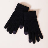Basic Touch Screen Knitted Gloves In Black