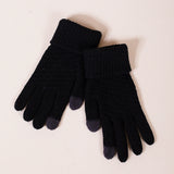 Basic Touch Screen Knitted Gloves In Black