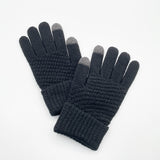 Pom Pom Beanie Hat & Textured Knit Gloves Set in Grey