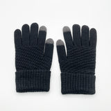 Pom Pom Beanie Hat & Textured Knit Gloves Set in Grey