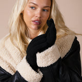 Touch Screen Cable Knit Gloves In Black