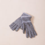 Knitted Gloves With Plush Detail In Grey