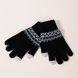 Christmas Print Gloves In Black