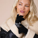 Christmas Print Gloves In Black