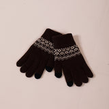 Christmas Print Gloves In Brown