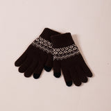 Christmas Print Gloves In Brown