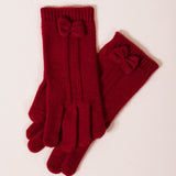 Bow Knitted Gloves In Red
